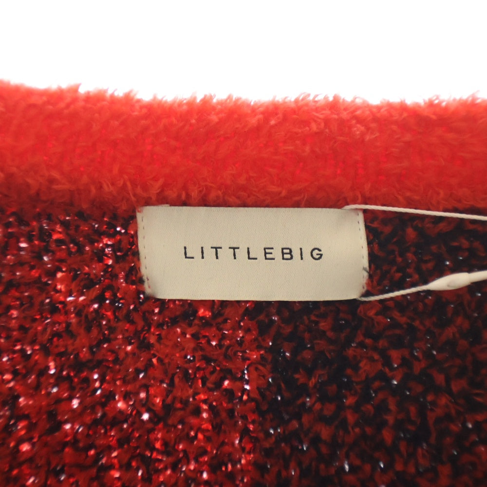 LITTLEBIG(リトルビッグ) 22SS Pattern Knit Cardigan パターン ニットカーディガン コットン レッド/ブラック LB221-KT03