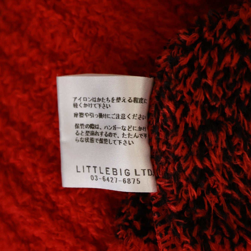 LITTLEBIG(リトルビッグ) 22SS Pattern Knit Cardigan パターン ニットカーディガン コットン レッド/ブラック LB221-KT03