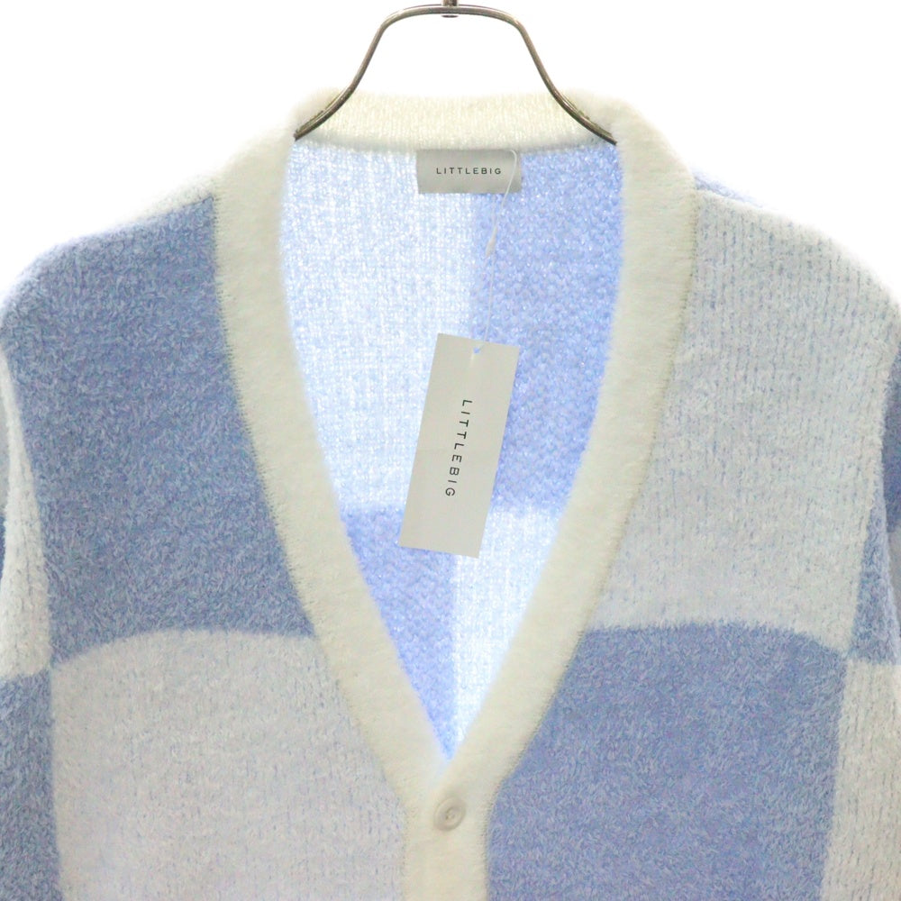 LITTLEBIG(リトルビッグ) 22SS Pattern Knit Cardigan パターン ニットカーディガン コットン ホワイト/ブルー LBP221-KT01