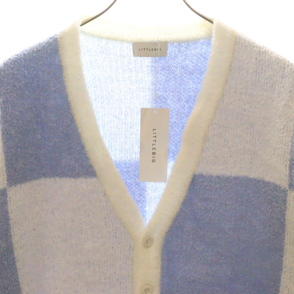 LITTLEBIG(リトルビッグ) 22SS Pattern Knit Cardigan パターン ニットカーディガン コットン ホワイト/ブルー LBP221-KT01