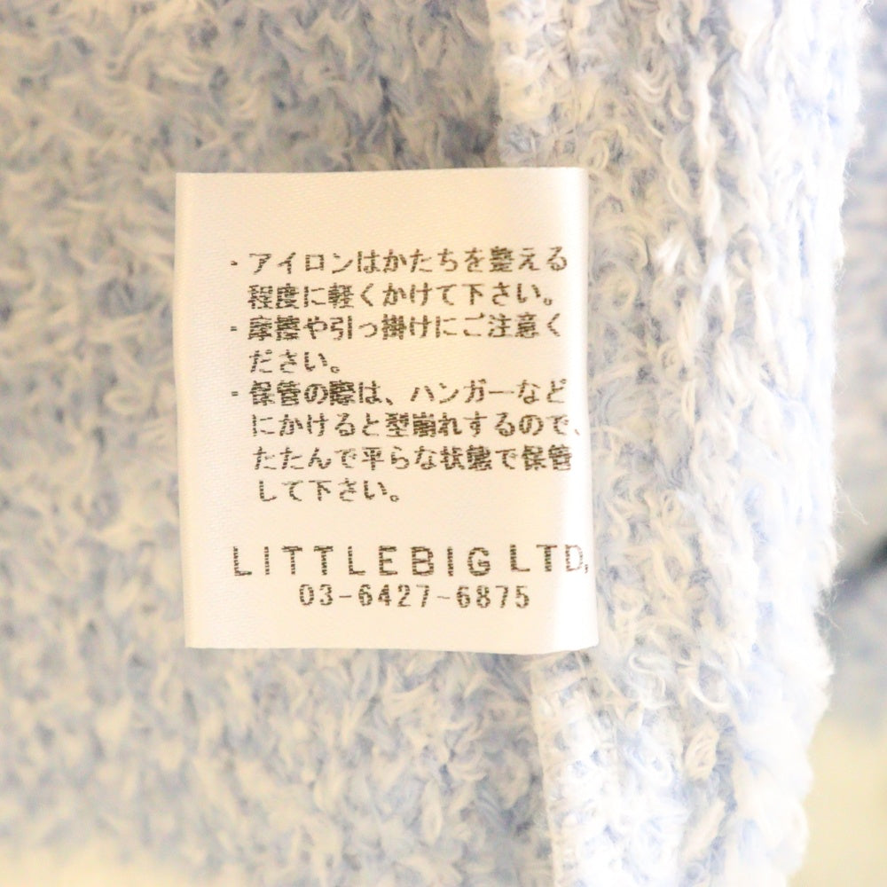 LITTLEBIG(リトルビッグ) 22SS Pattern Knit Cardigan パターン ニットカーディガン コットン ホワイト/ブルー LBP221-KT01