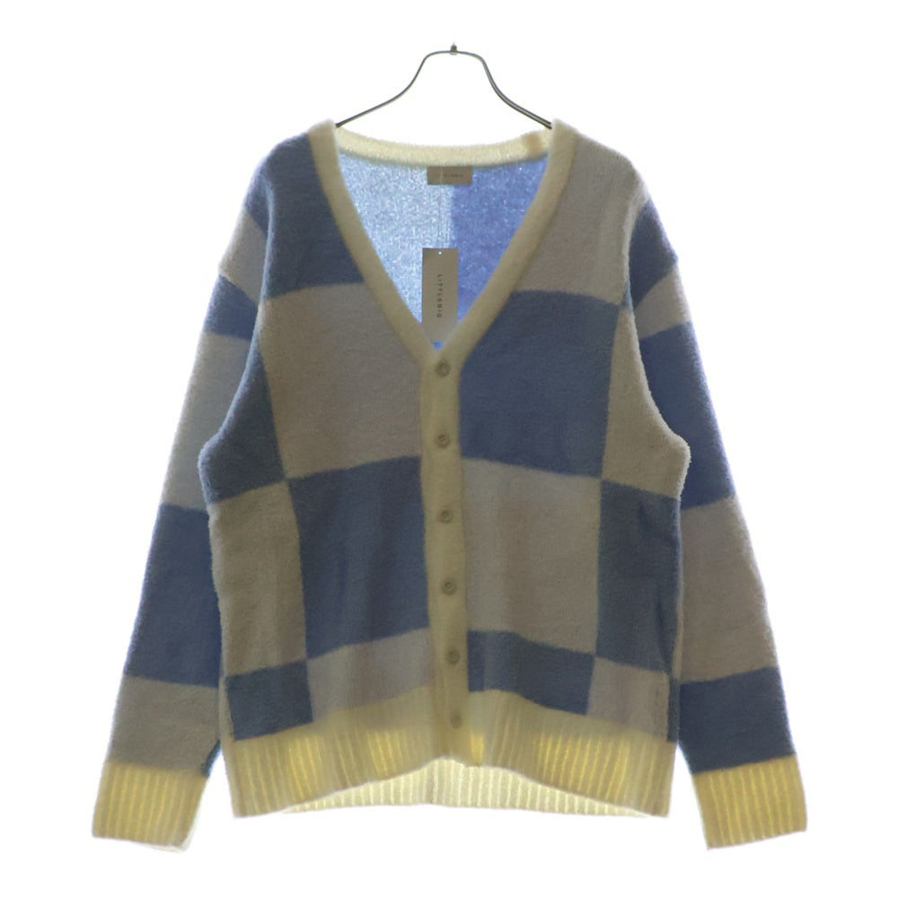 LITTLEBIG(リトルビッグ) 22SS Pattern Knit Cardigan パターン ニットカーディガン コットン ホワイト/ブルー LBP221-KT01