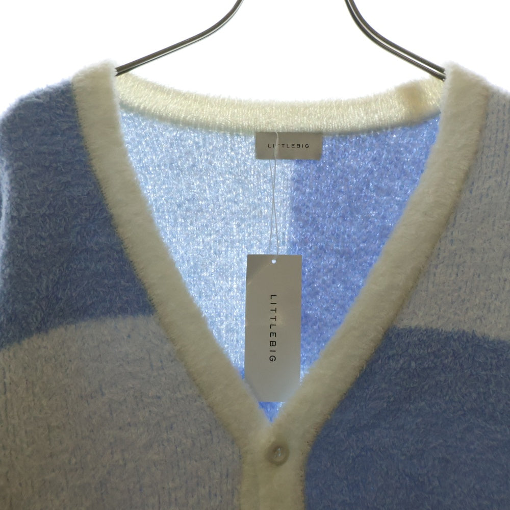 LITTLEBIG(リトルビッグ) 22SS Pattern Knit Cardigan パターン ニットカーディガン コットン ホワイト/ブルー LBP221-KT01