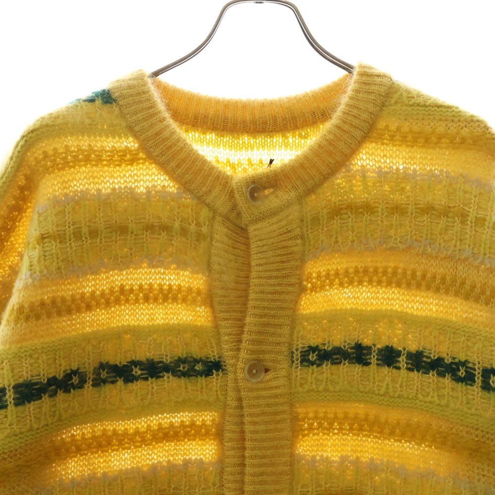 Stein(シュタイン) 22AW Silk Mohair Fair Isle Knit Cardigan シルク モヘアファー アイルニット カーディガン イエロー ST.453