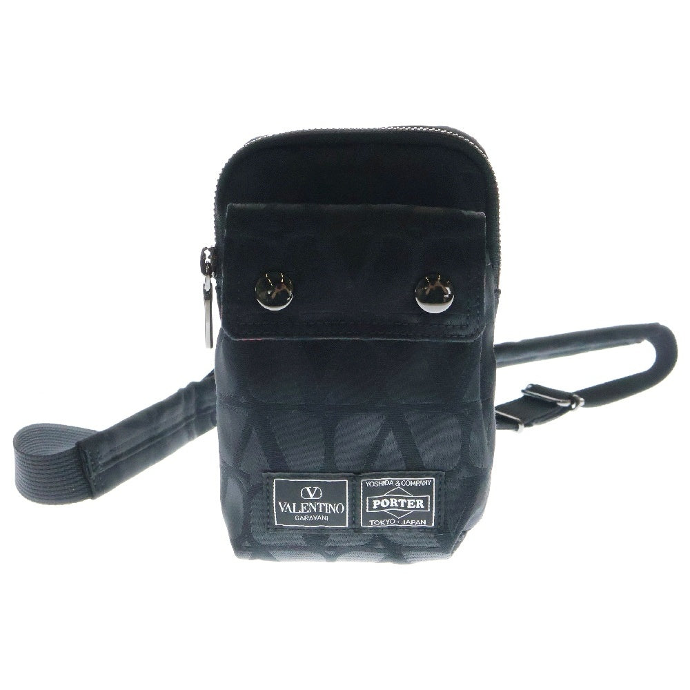 VALENTINO(ヴァレンチノ) ×PORTER SHOULDER POUCH ポーター 総柄ロゴ ショルダーポーチ ブラック ※ポーチ欠損