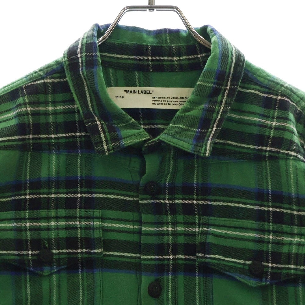 OFF-WHITE(オフホワイト) 17SS DIAG SPRAY CHECK SHIRT ダイアグ サプライ チェックシャツ 長袖シャツ グリーン