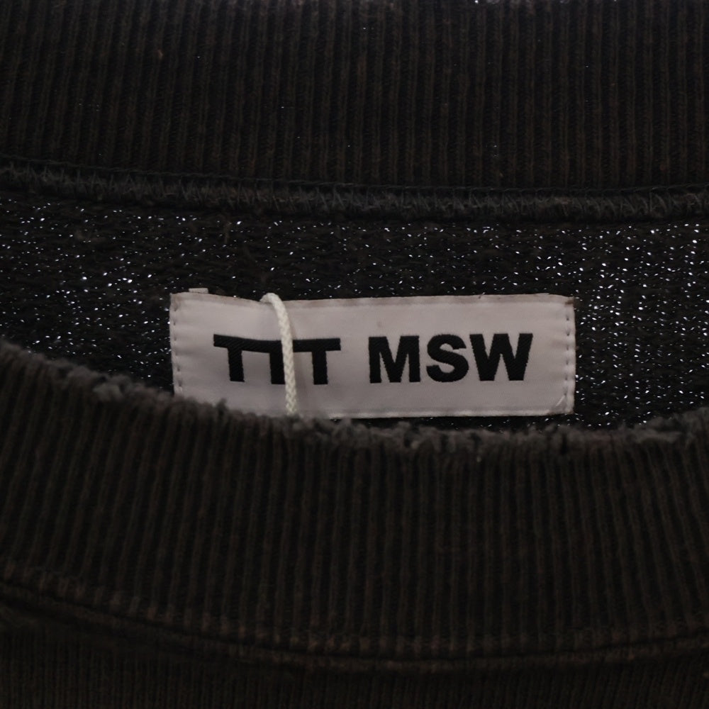 TTT_MSW(ティーモダンストリートウェア) 23AW Crew Neck Sweat クルーネックスウェット ダメージ加工 チャコール