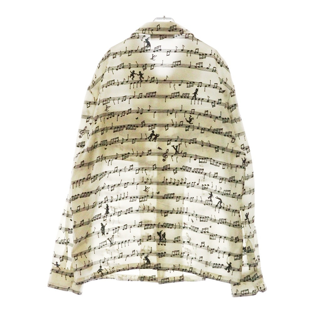 LOUIS VUITTON(ルイヴィトン) 23SS 音符総柄ミリタリーシルク長袖シャツ ホワイト RM231M SV8 HOS20W