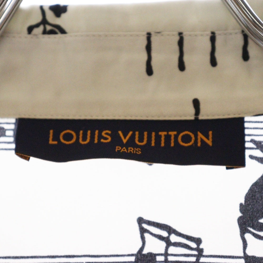 LOUIS VUITTON(ルイヴィトン) 23SS 音符総柄ミリタリーシルク長袖シャツ ホワイト RM231M SV8 HOS20W