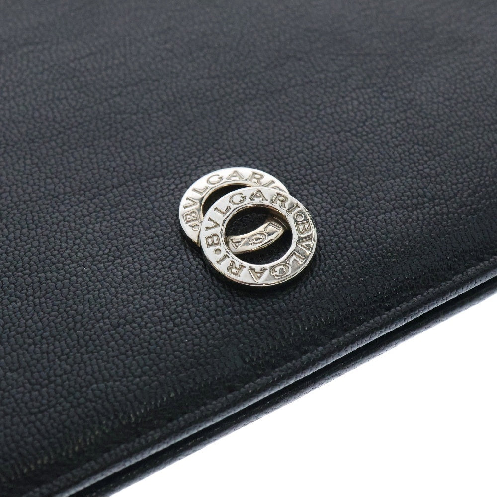 BVLGARI(ブルガリ) ダブルリング レザーウォレット 長財布 ブラック