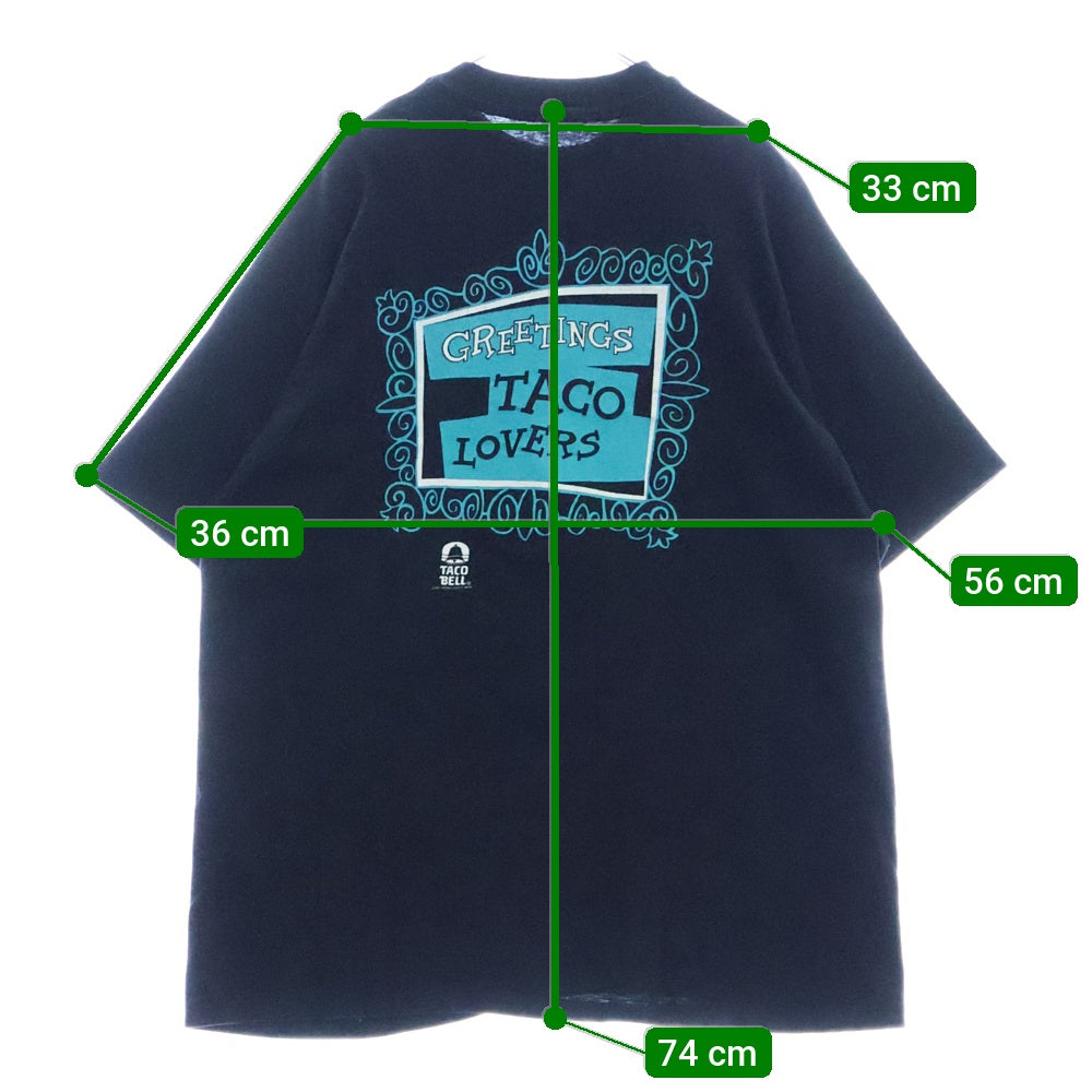 VINTAGE(ヴィンテージ) 90's TACO BELL GREETINGS TACO LOVERS HANES タコベル プリント半袖Tシャツ カットソー ブラック