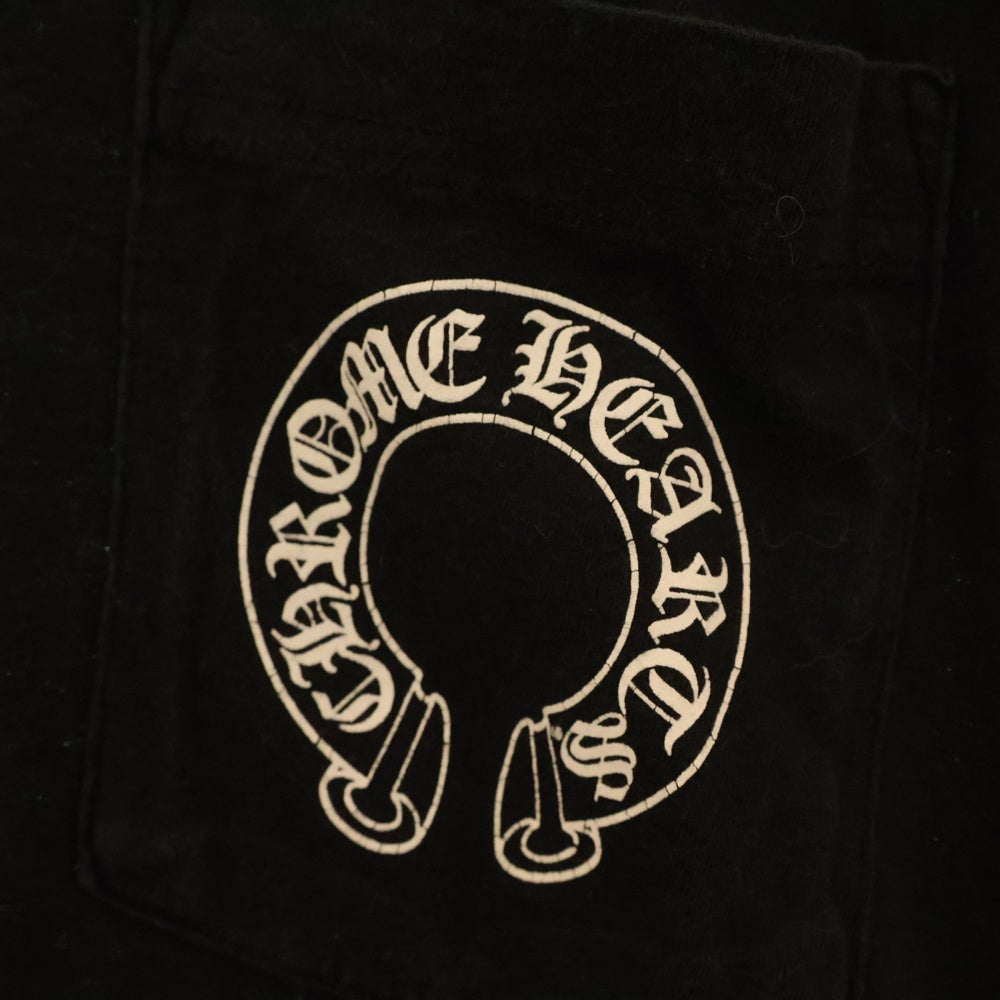 CHROME HEARTS(クロムハーツ) HORSESHOE L/S 袖フローラル バックホースシュープリント 長袖Tシャツ カットソー ブラック