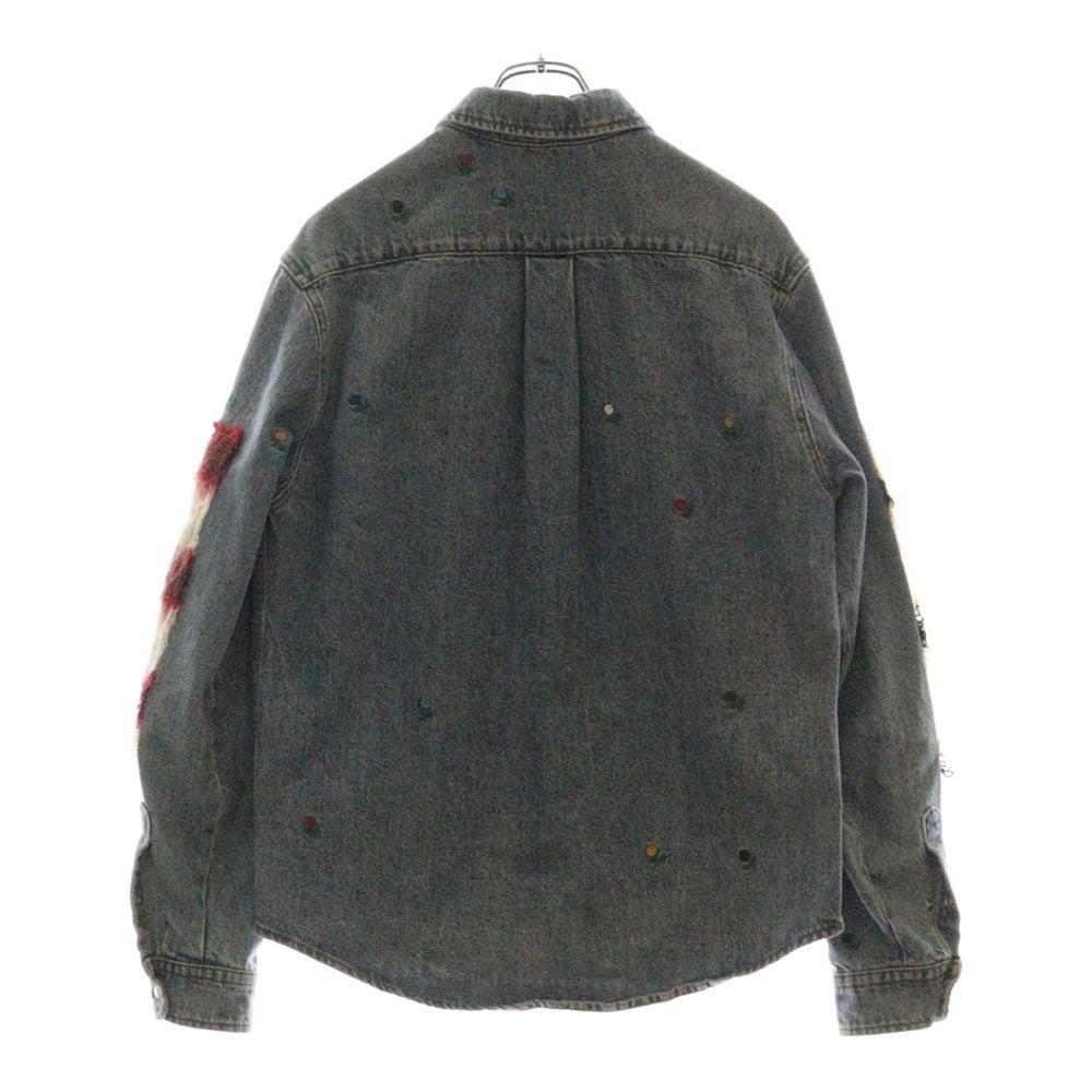 MARNI(マルニ) 袖モヘアニット フローラル刺繍 デニムシャツ インディゴ CUJU0015LS USCU21