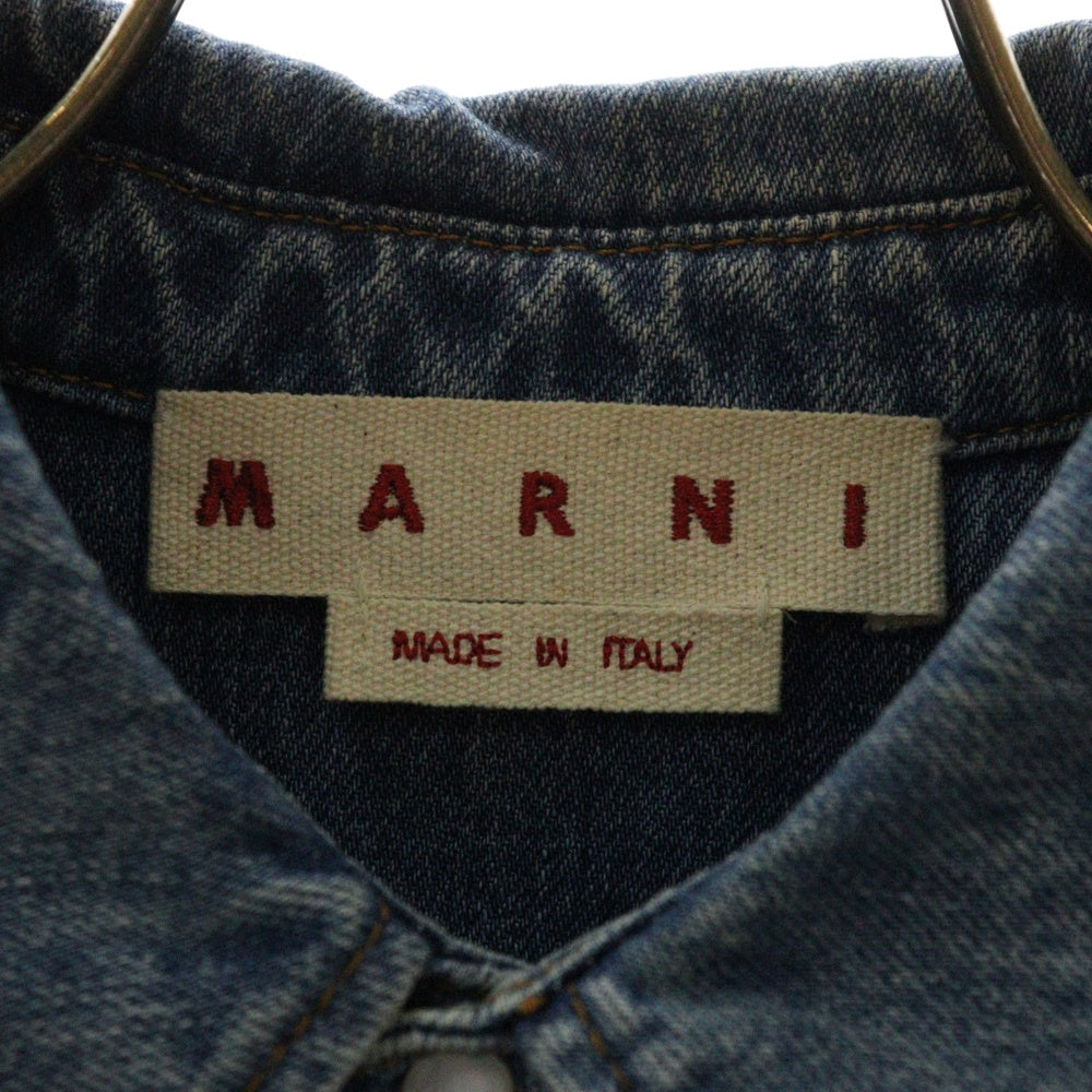 MARNI(マルニ) 袖モヘアニット フローラル刺繍 デニムシャツ インディゴ CUJU0015LS USCU21