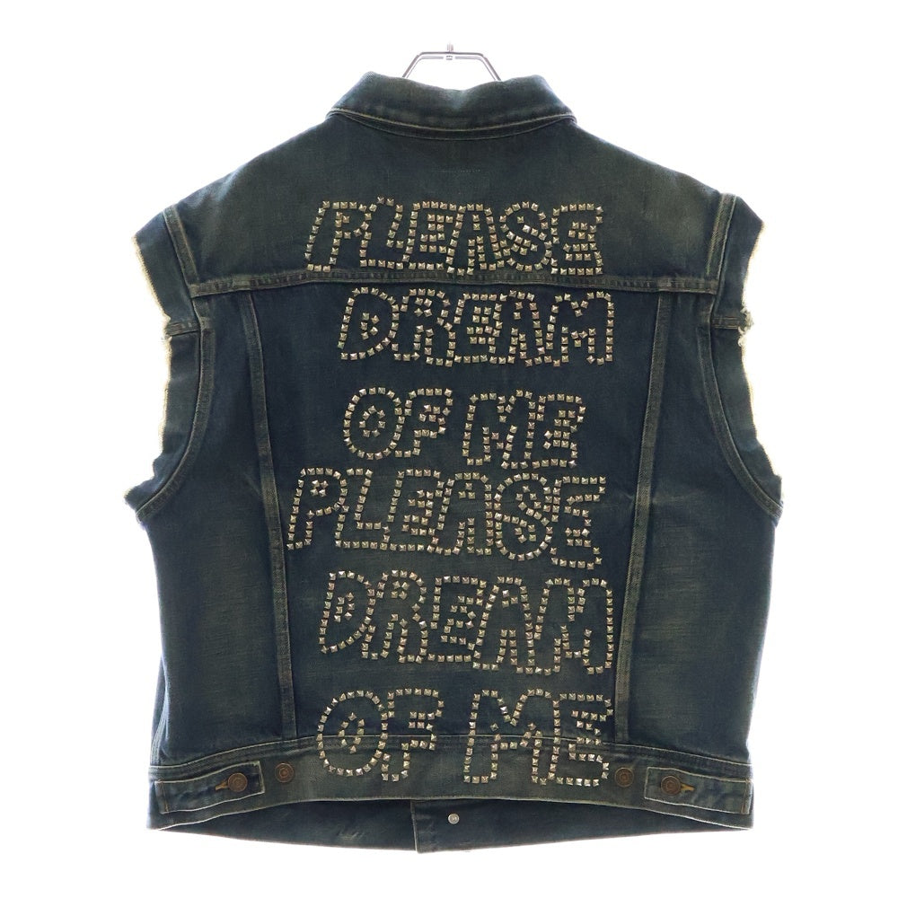 CELINE(セリーヌ) 22SS Denim Trucker Jacket With Artist Embroidery エンブロイダリー デニムトラッカーベスト ライトストーン付き インディゴ 2Q428365M.07DU