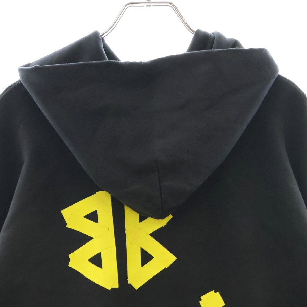 BALENCIAGA(バレンシアガ) 23SS テープロゴダメージ加工プルオーバーパーカー 744190 TOVB1 ブラック