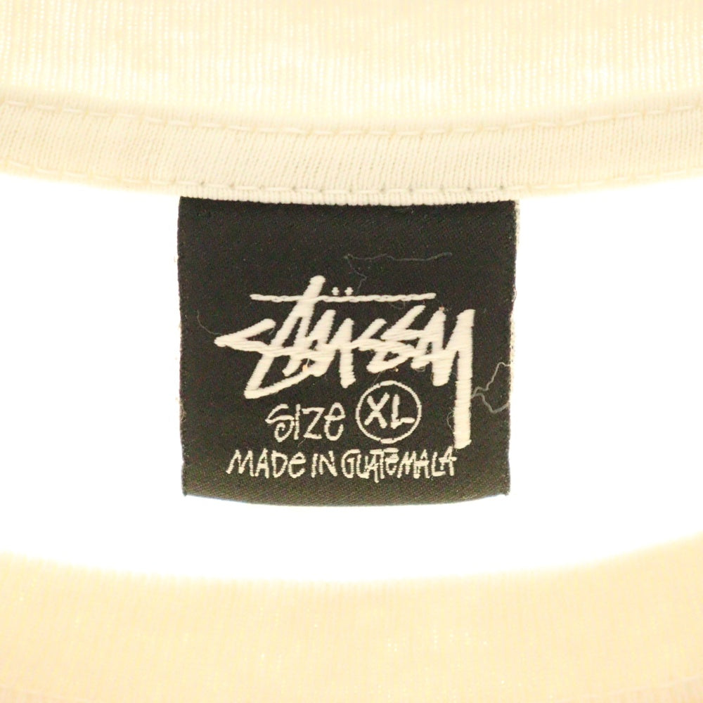 STUSSY(ステューシー) SKATE POSSE PIG DYED L/S TEE スケートプリント 長袖Tシャツ カットソー ホワイト