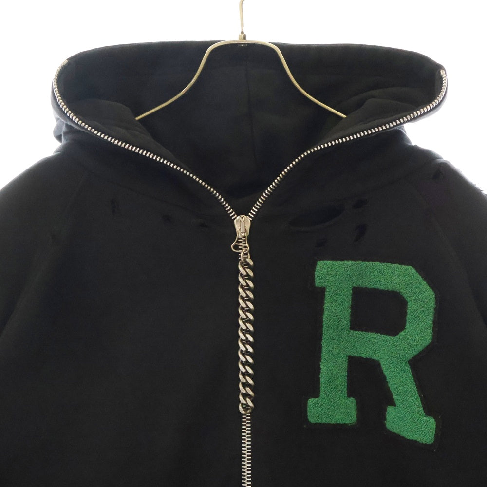 RAF SIMONS(ラフシモンズ) 20AW Oversized Zipped Hoodie With Badge オーバーサイズド ジップド フーディー ジップパーカー ブラック 202 177A
