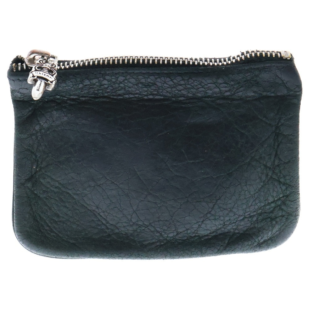 CHROME HEARTS(クロムハーツ) ZPR CHG PURSE ジッパーチェンジパース クロスパッチ レザーウォレット 財布 コインケース ブラック/シルバー