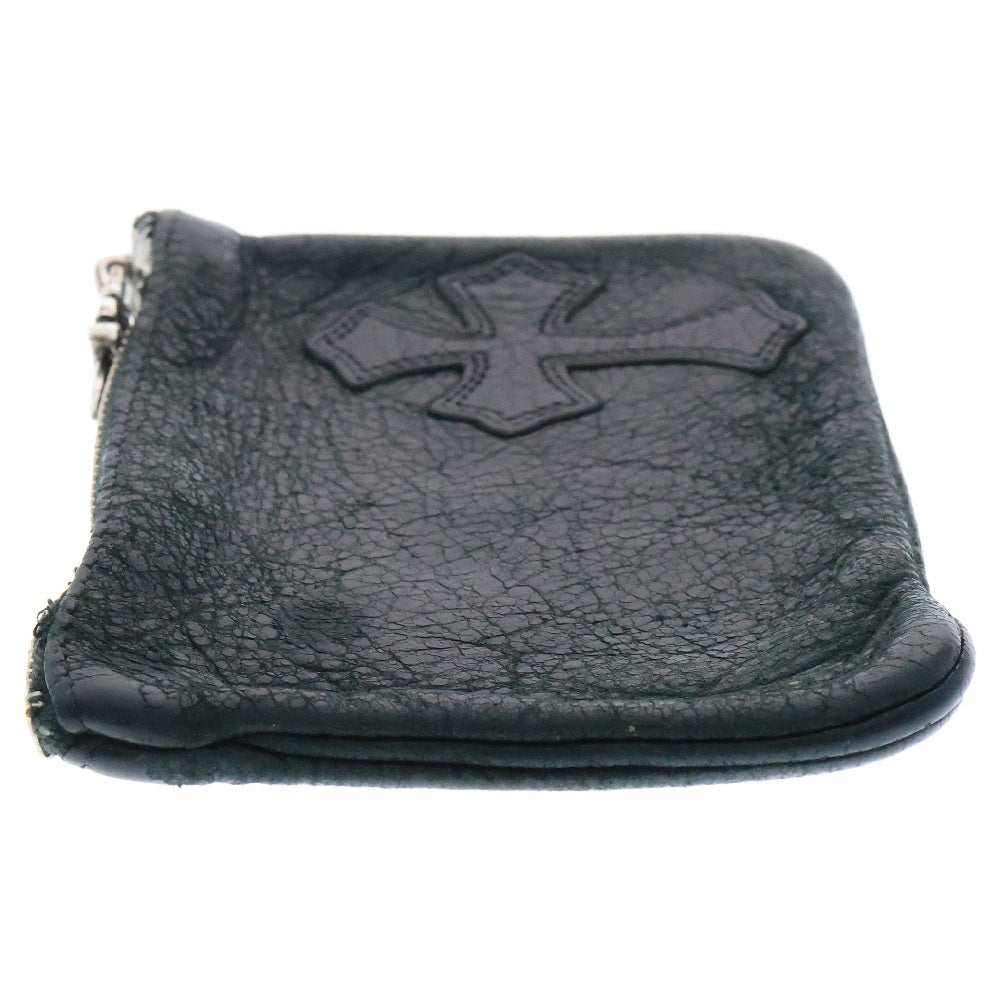 CHROME HEARTS(クロムハーツ) ZPR CHG PURSE ジッパーチェンジパース クロスパッチ レザーウォレット 財布 コインケース ブラック/シルバー