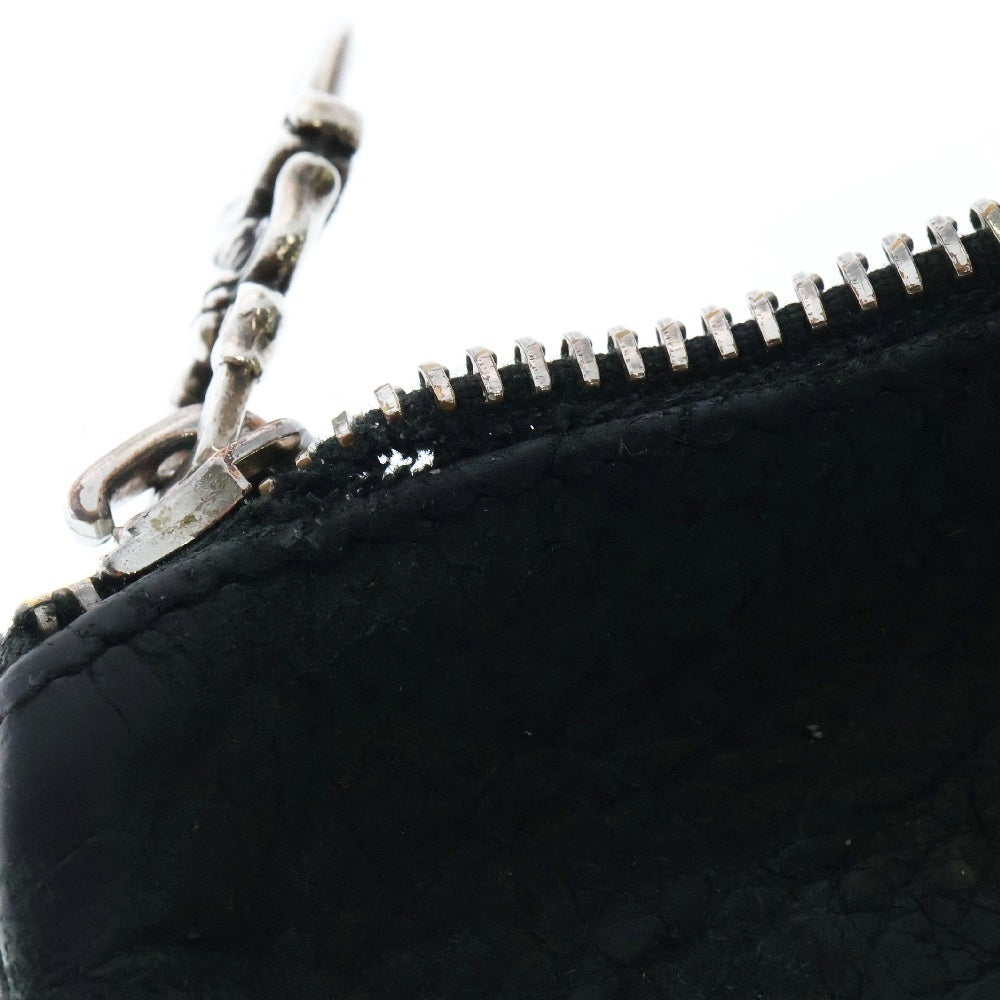 CHROME HEARTS(クロムハーツ) ZPR CHG PURSE ジッパーチェンジパース クロスパッチ レザーウォレット 財布 コインケース ブラック/シルバー