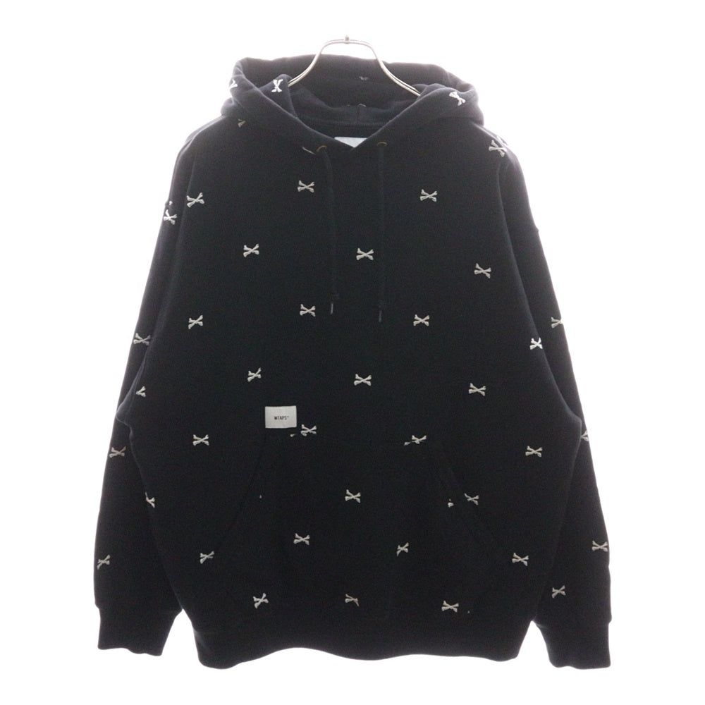 WTAPS(ダブルタップス) 22AW ACNE HOODY CTPL TEXTILE クロスボーン 刺繍 プルオーバーパーカー ブラック 222ATDT-CSM26