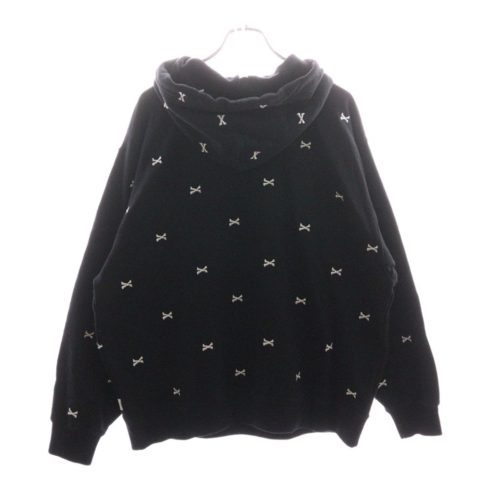WTAPS(ダブルタップス) 22AW ACNE HOODY CTPL TEXTILE クロスボーン 刺繍 プルオーバーパーカー ブラック 222ATDT-CSM26