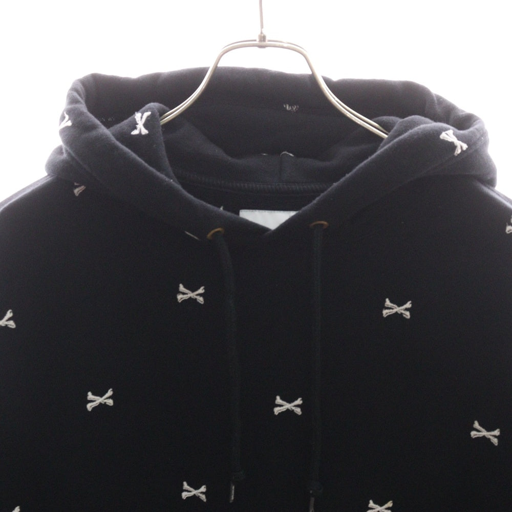 WTAPS(ダブルタップス) 22AW ACNE HOODY CTPL TEXTILE クロスボーン 刺繍 プルオーバーパーカー ブラック 222ATDT-CSM26