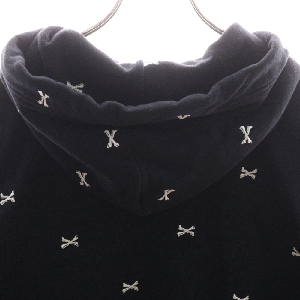 WTAPS(ダブルタップス) 22AW ACNE HOODY CTPL TEXTILE クロスボーン 刺繍 プルオーバーパーカー ブラック 222ATDT-CSM26