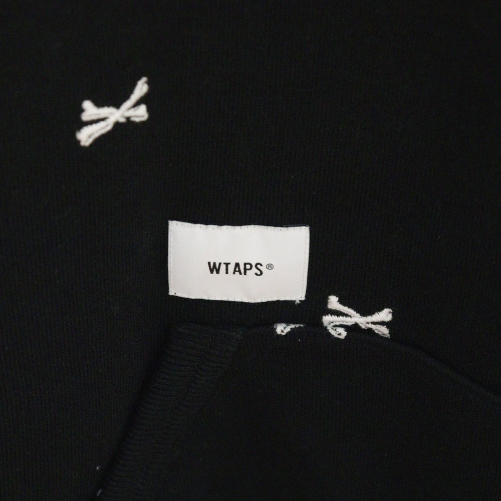 WTAPS(ダブルタップス) 22AW ACNE HOODY CTPL TEXTILE クロスボーン 刺繍 プルオーバーパーカー ブラック 222ATDT-CSM26