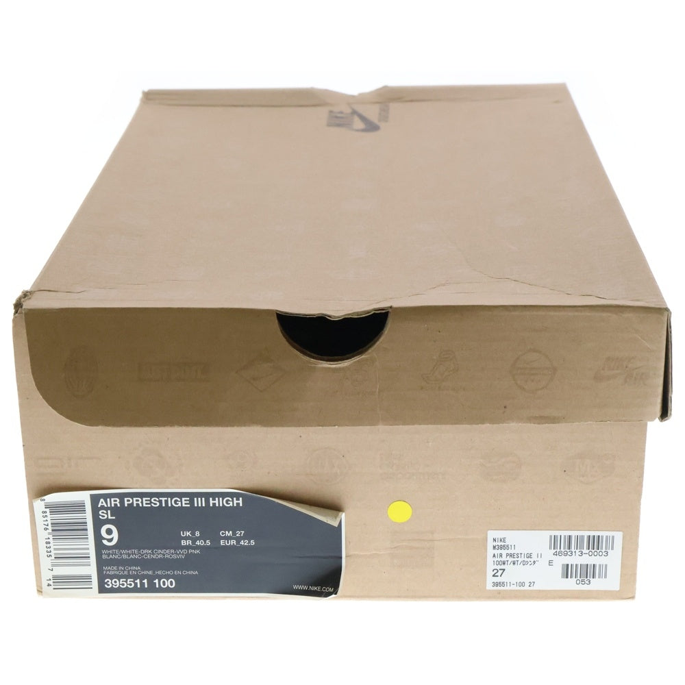 NIKE(ナイキ) 【鑑賞用 2010年製】AIR PRESTIGE 3 HIGH 395511‐100 エアプレステージハイ ハイカットスニーカー ホワイト/ブラウン US9.5/27.5