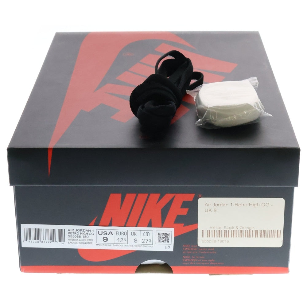 NIKE(ナイキ) AIR JORDAN 1 HIGH OG ELECTRO ORANGE 555088-180 エア ジョーダン 1 ハイ エレクトロオレンジ ハイカットスニーカー ホワイト/オレンジ US9/27cm