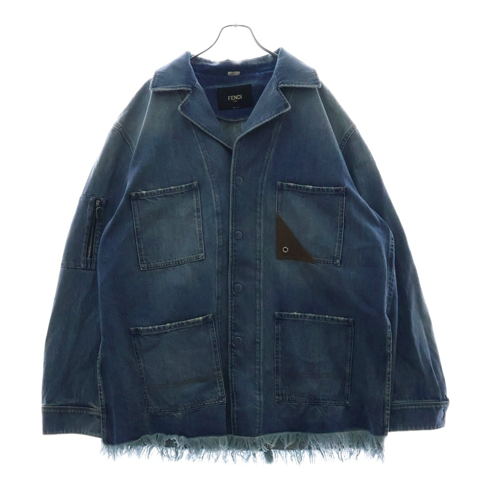 FENDI(フェンディ) 23SS Denim Jacket カットオフダメージ加工 デニムジャケット インディゴFW1225 AN4W