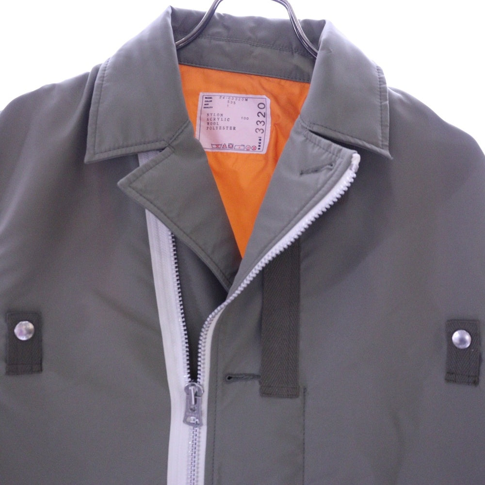 Sacai(サカイ) 24SS コントラストトリム ボンバージャケット アウター カーキ 24‐03320M