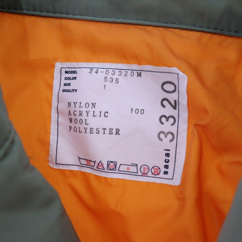Sacai(サカイ) 24SS コントラストトリム ボンバージャケット アウター カーキ 24‐03320M