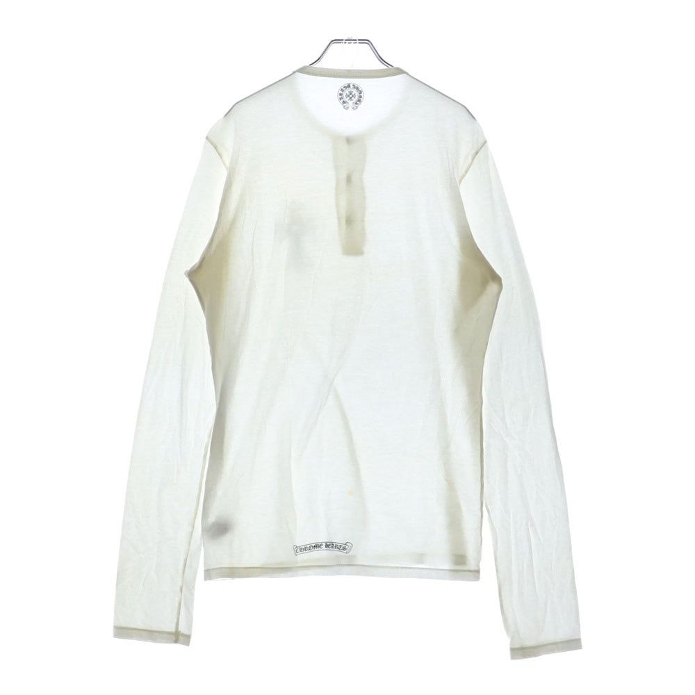 CHROME HEARTS(クロムハーツ) CHクロスプリント クロスボールボタン付き ヘンリーネック長袖Tシャツ カットソー ホワイト