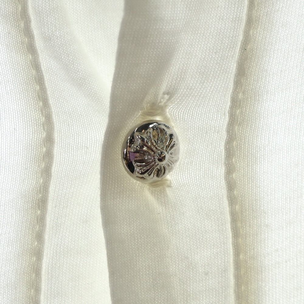 CHROME HEARTS(クロムハーツ) CHクロスプリント クロスボールボタン付き ヘンリーネック長袖Tシャツ カットソー ホワイト