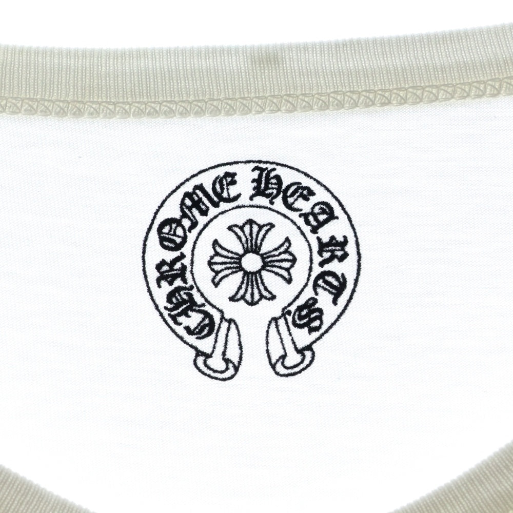 CHROME HEARTS(クロムハーツ) CHクロスプリント クロスボールボタン付き ヘンリーネック長袖Tシャツ カットソー ホワイト