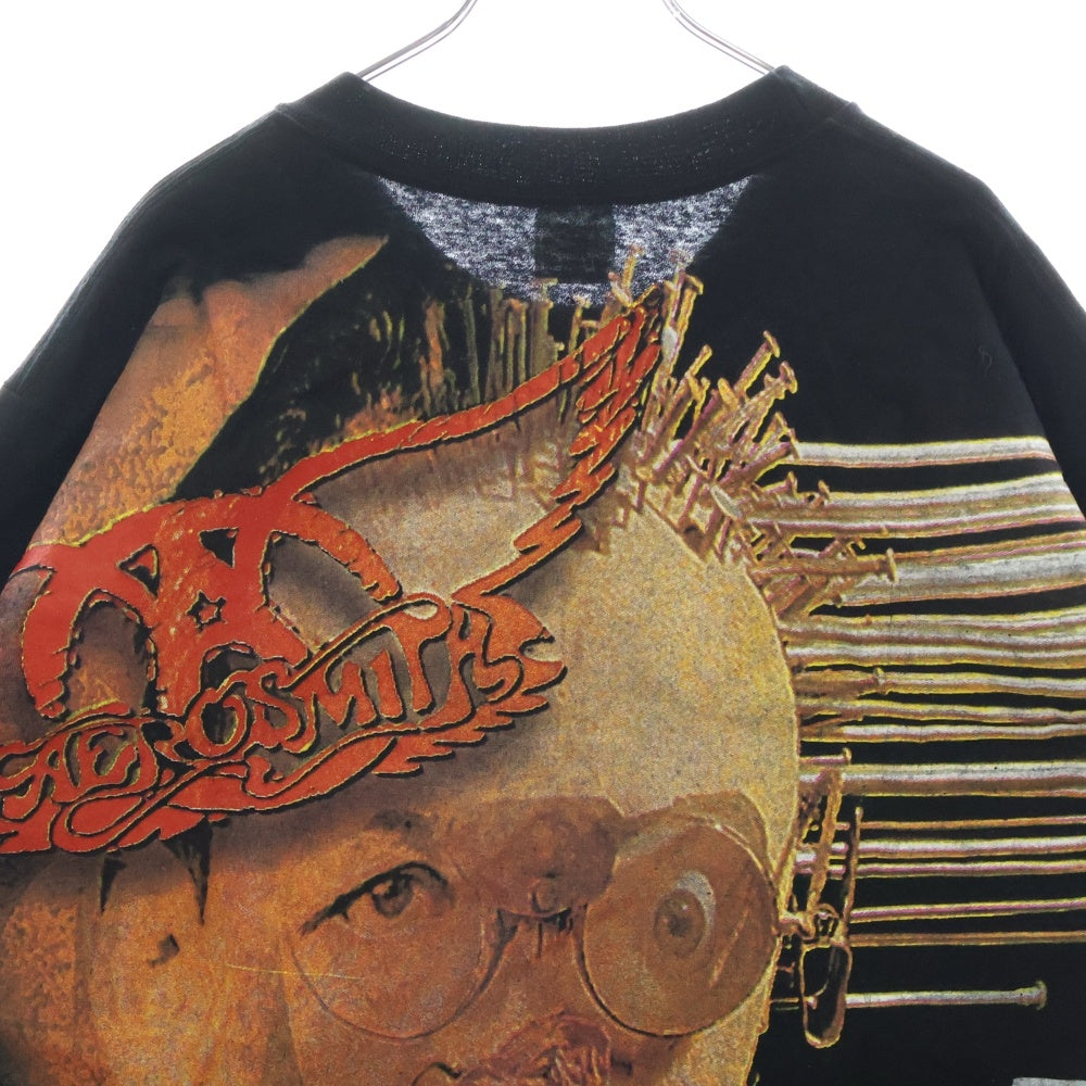 VINTAGE(ヴィンテージ) 90's Aerosmith Get A Grip anvilタグ エアロスミス ゲットアグリップ 1ウォッシュ オーバープリント 半袖Tシャツ ブラック