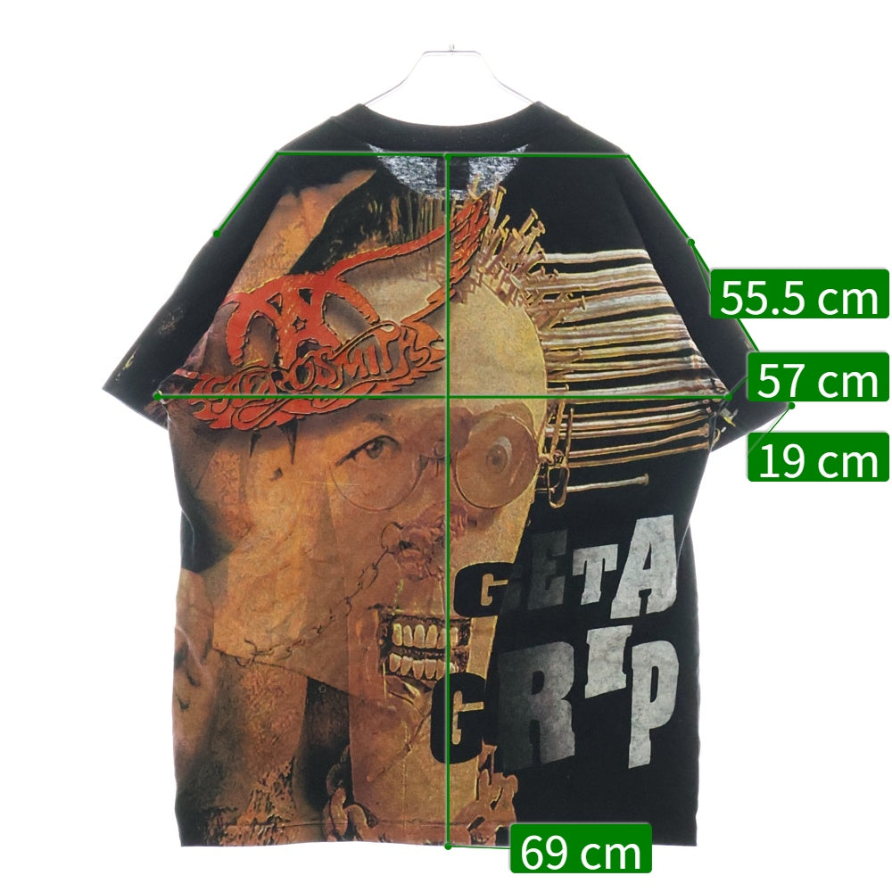 VINTAGE(ヴィンテージ) 90's Aerosmith Get A Grip anvilタグ エアロスミス ゲットアグリップ 1ウォッシュ オーバープリント 半袖Tシャツ ブラック