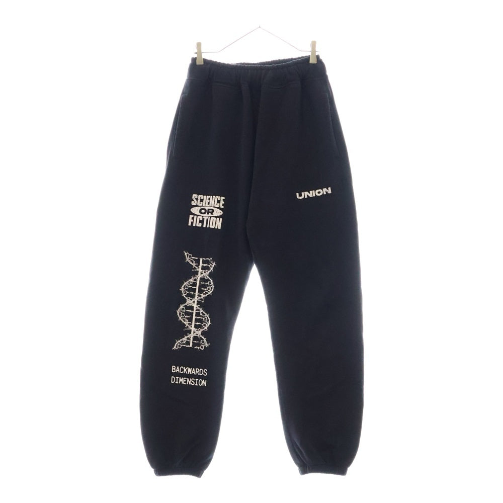 UNION(ユニオン) SCIENCE SWEATPANT プリントロゴスウェットパンツ ブラック