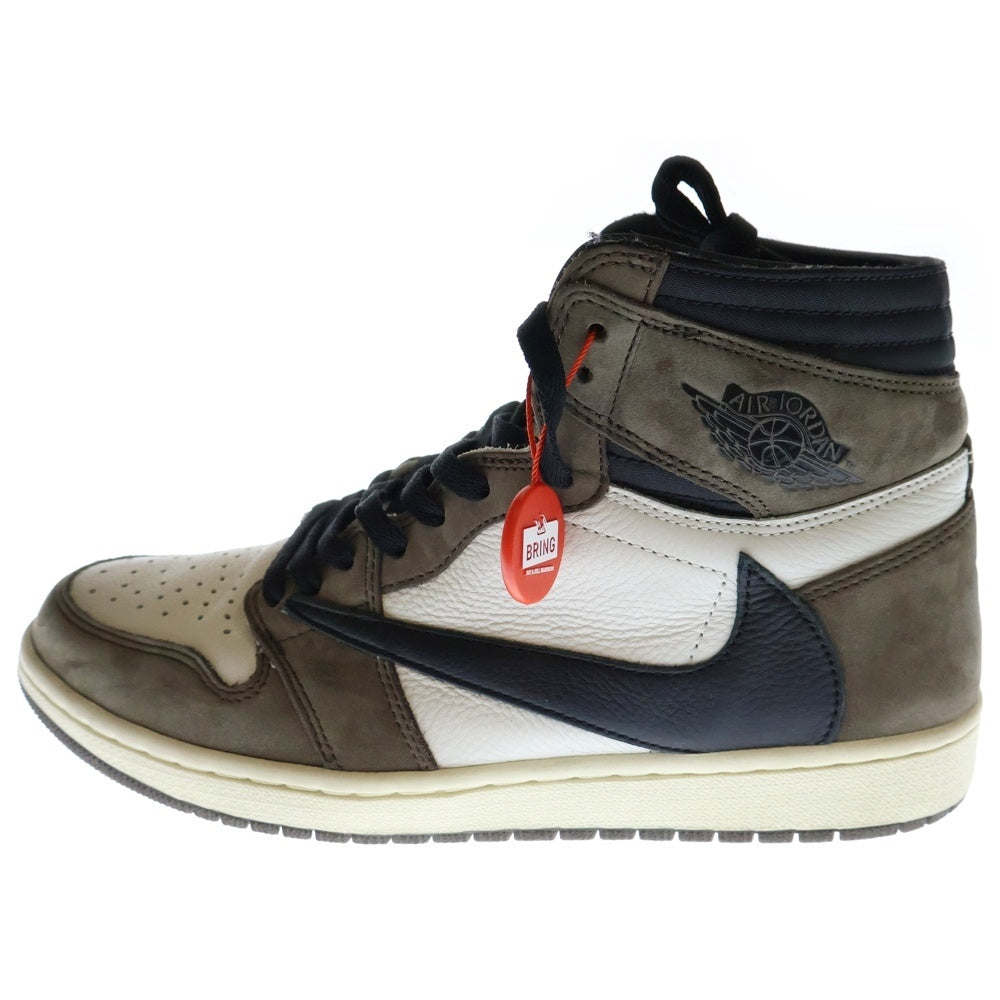 NIKE(ナイキ) ×TRAVIS SCOTT AIR JORDAN 1 HIGH OG TS SP CD4487-100 トラヴィススコット エアジョーダン1 ハイカットスニーカー ブラウン/ホワイト US10.5/28.5cm