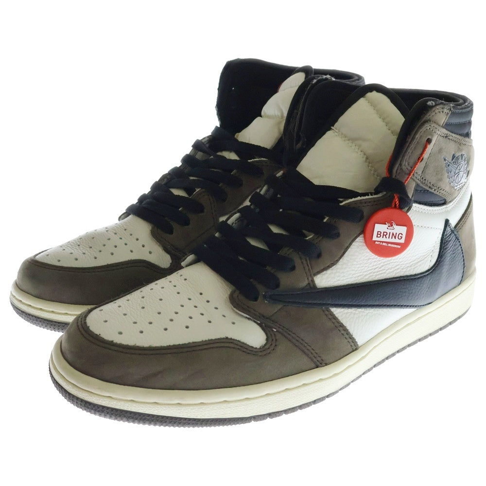 NIKE(ナイキ) ×TRAVIS SCOTT AIR JORDAN 1 HIGH OG TS SP CD4487-100 トラヴィススコット エアジョーダン1 ハイカットスニーカー ブラウン/ホワイト US10.5/28.5cm