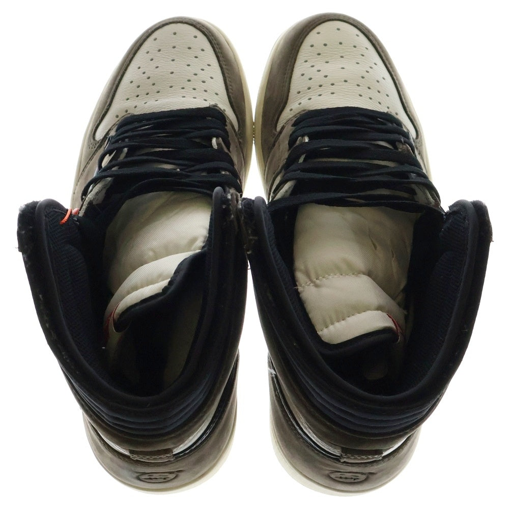 NIKE(ナイキ) ×TRAVIS SCOTT AIR JORDAN 1 HIGH OG TS SP CD4487-100 トラヴィススコット エアジョーダン1 ハイカットスニーカー ブラウン/ホワイト US10.5/28.5cm