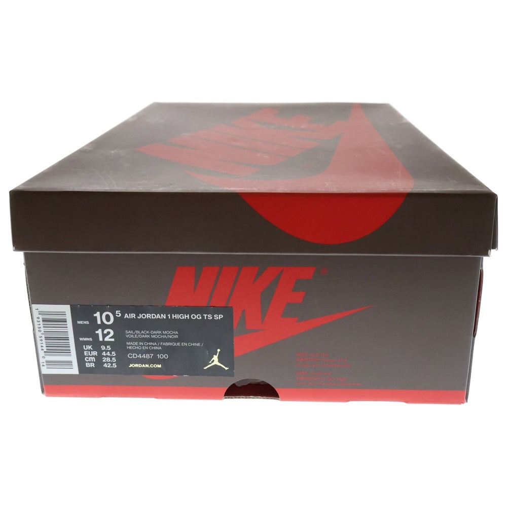 NIKE(ナイキ) ×TRAVIS SCOTT AIR JORDAN 1 HIGH OG TS SP CD4487-100 トラヴィススコット エアジョーダン1 ハイカットスニーカー ブラウン/ホワイト US10.5/28.5cm