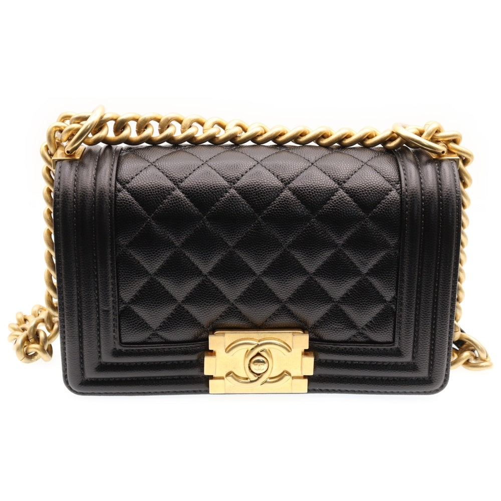CHANEL(シャネル) ボーイシャネル20 ココマーク チェーンショルダーバッグ キャビアスキン ブラック ゴールド金具 A67085 レディース