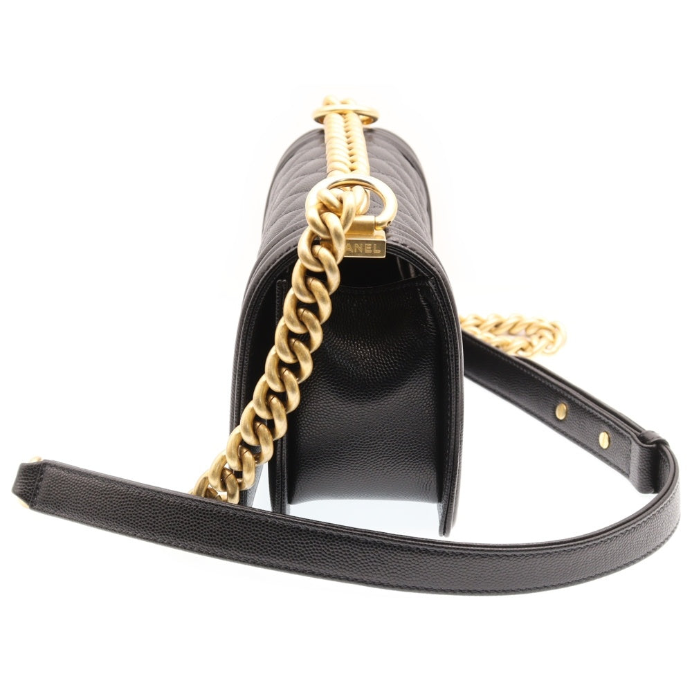 CHANEL(シャネル) ボーイシャネル20 ココマーク チェーンショルダーバッグ キャビアスキン ブラック ゴールド金具 A67085 レディース