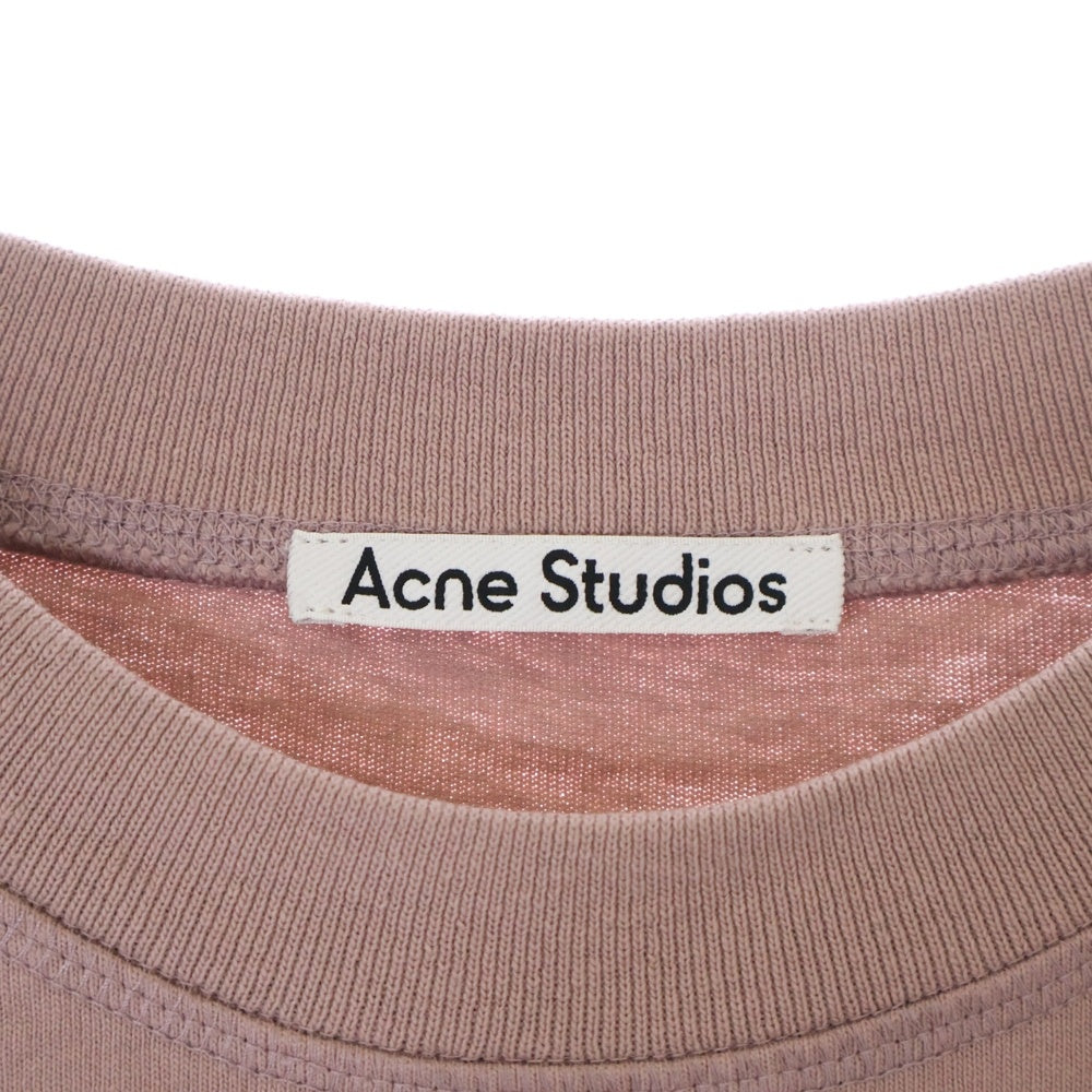 Acne Studios(アクネ ストゥディオズ) ロゴ刺繍 半袖Tシャツ カットソー ピンク FN-Wn-TSHI000196