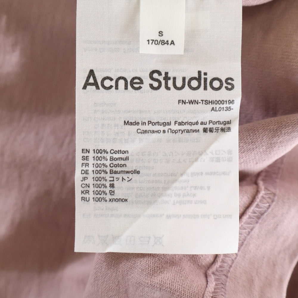 Acne Studios(アクネ ストゥディオズ) ロゴ刺繍 半袖Tシャツ カットソー ピンク FN-Wn-TSHI000196