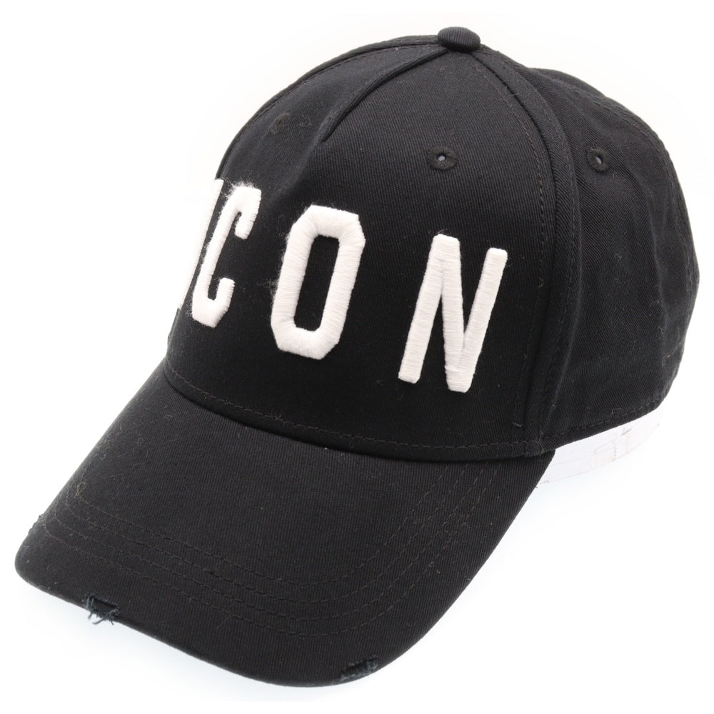DSQUARED2(ディースクエアード) ICON ダメージ加工ロゴキャップ ブラック